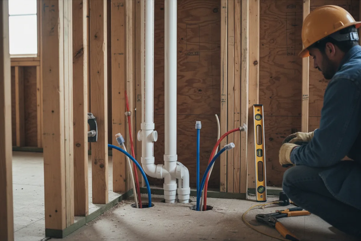 Drain and supply rough-in during Drain Cleaning in Pennsville