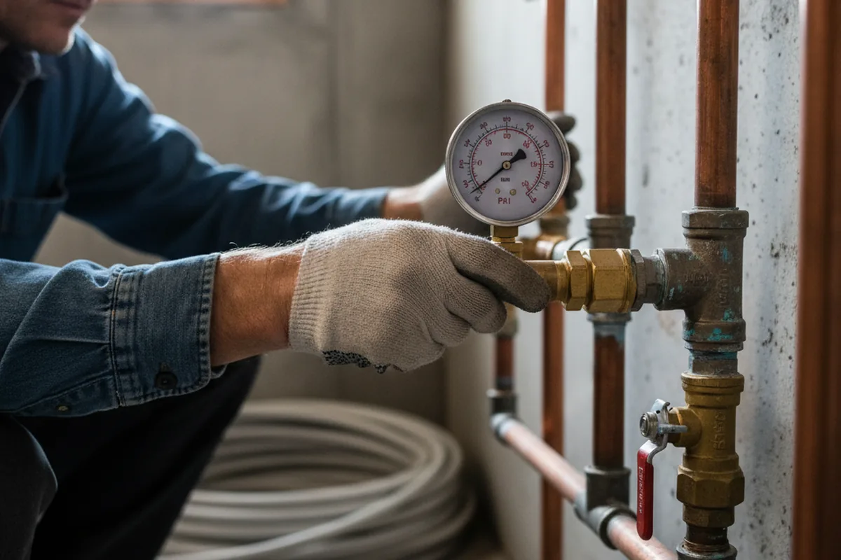Pressure testing a repaired line during Water Line Repair in Pennsville